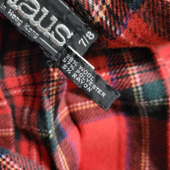 Chaus Tartan Skirt Red Vintage Midi Plaid Check Kilt Pleats Wrap Wool Size Small - Picture 7 of 12